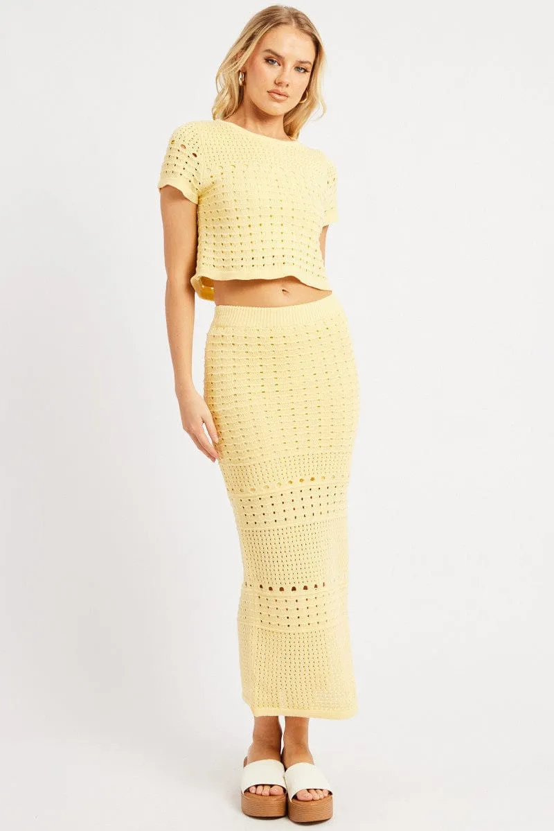 Yellow Crochet Skirt High Rise Maxi sold by Ally Fashion product image thumbnail 2