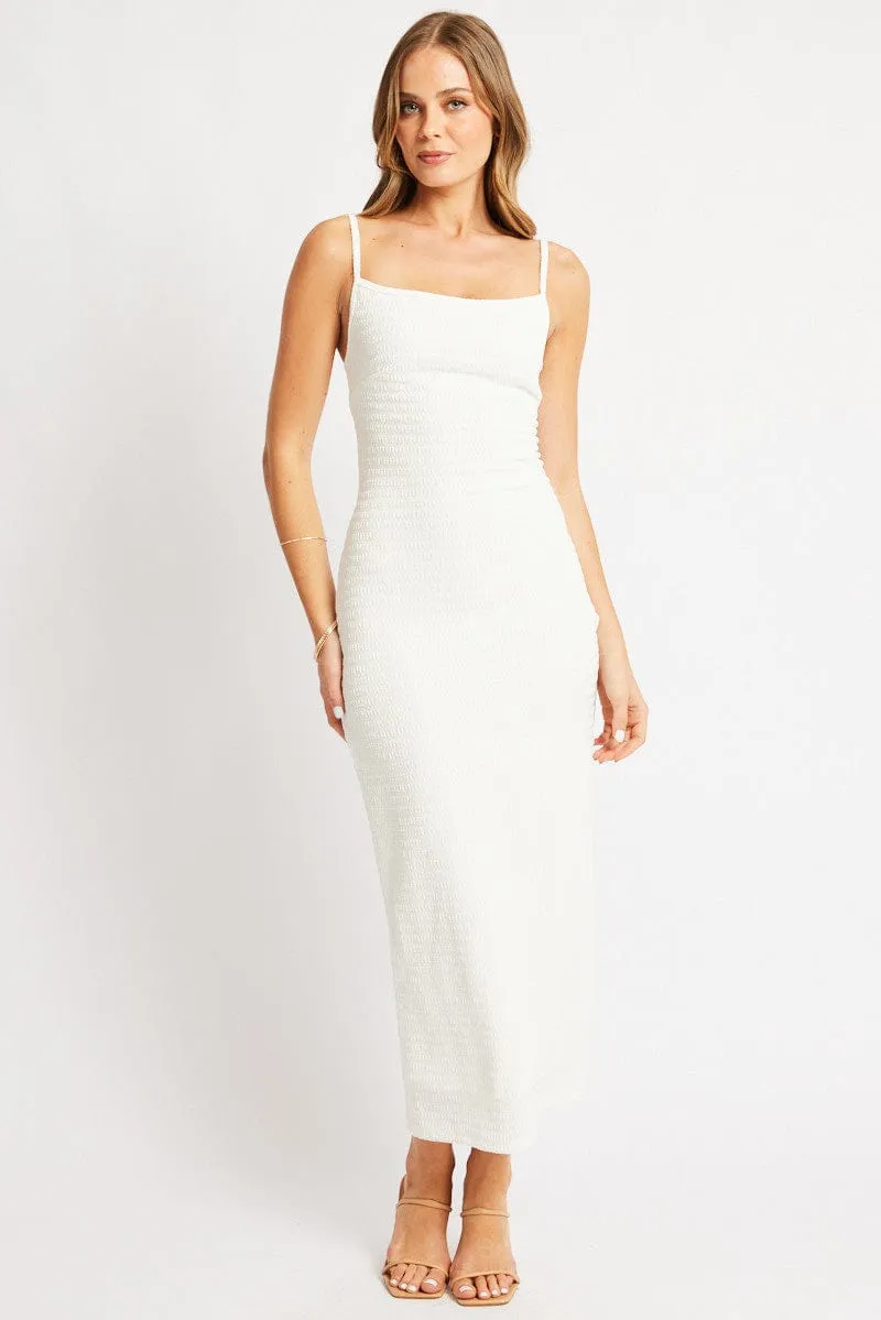 White Bodycon Dress Singlet Textured Midi sold by Ally Fashion product image thumbnail 3