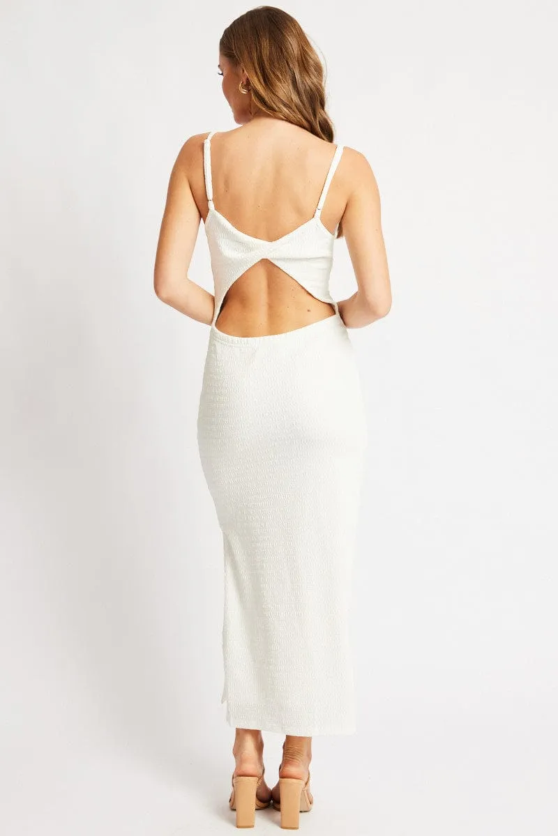 White Bodycon Dress Singlet Textured Midi sold by Ally Fashion product image thumbnail 4
