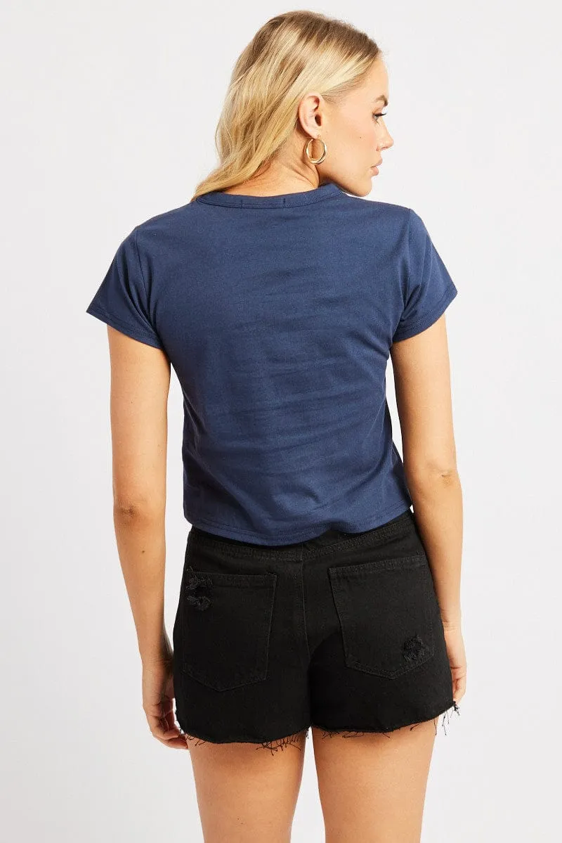 Blue Graphic Tee Short Sleeve sold by Ally Fashion product image thumbnail 5