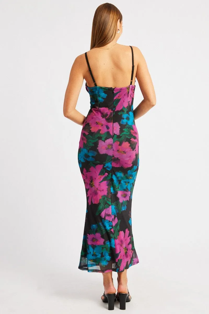 Pink Floral Bodycon Dress Singlet Cowl Neck Maxi sold by Ally Fashion product image thumbnail 5