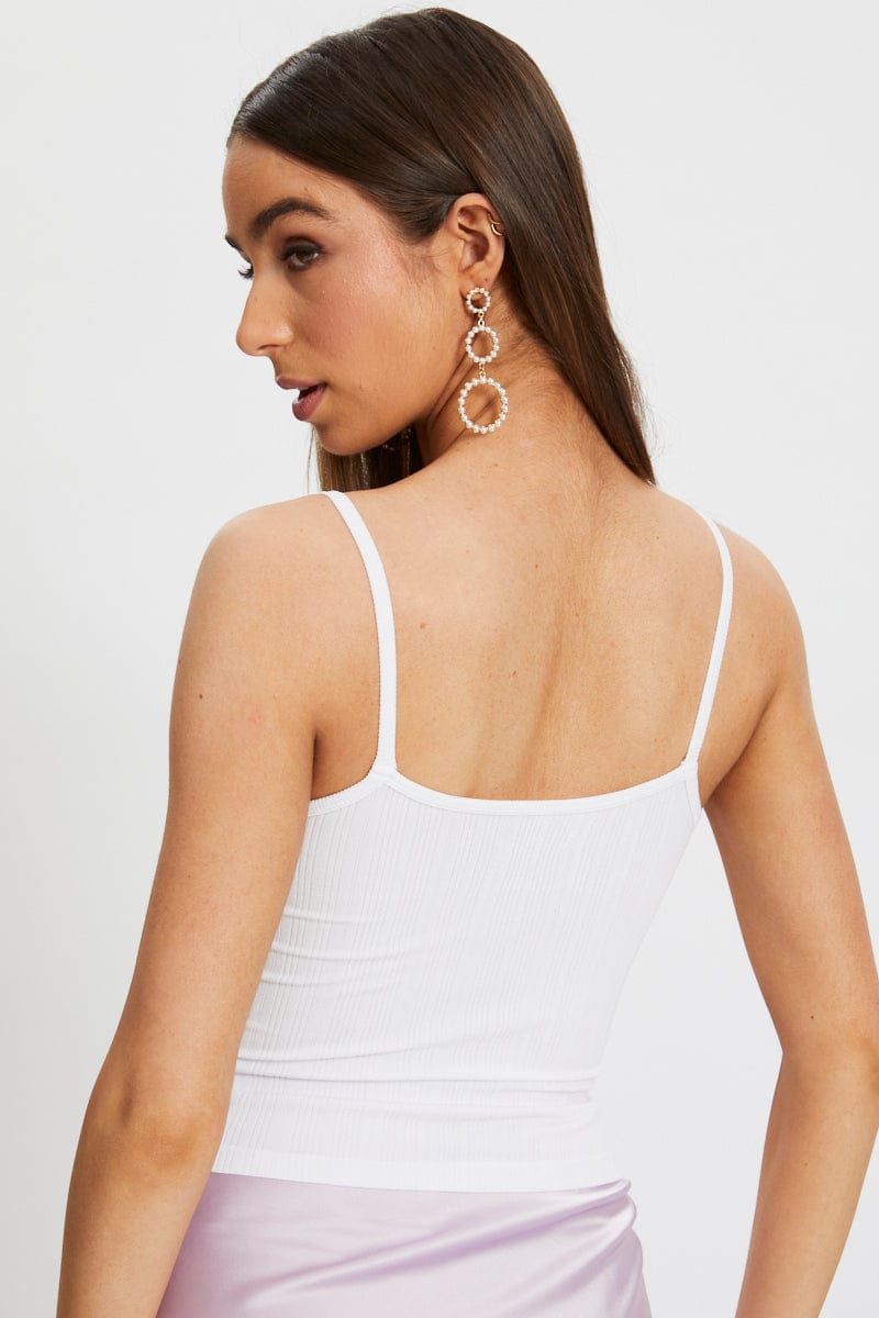 White Essential Seamless Rib Singlet sold by Ally Fashion product image thumbnail 3