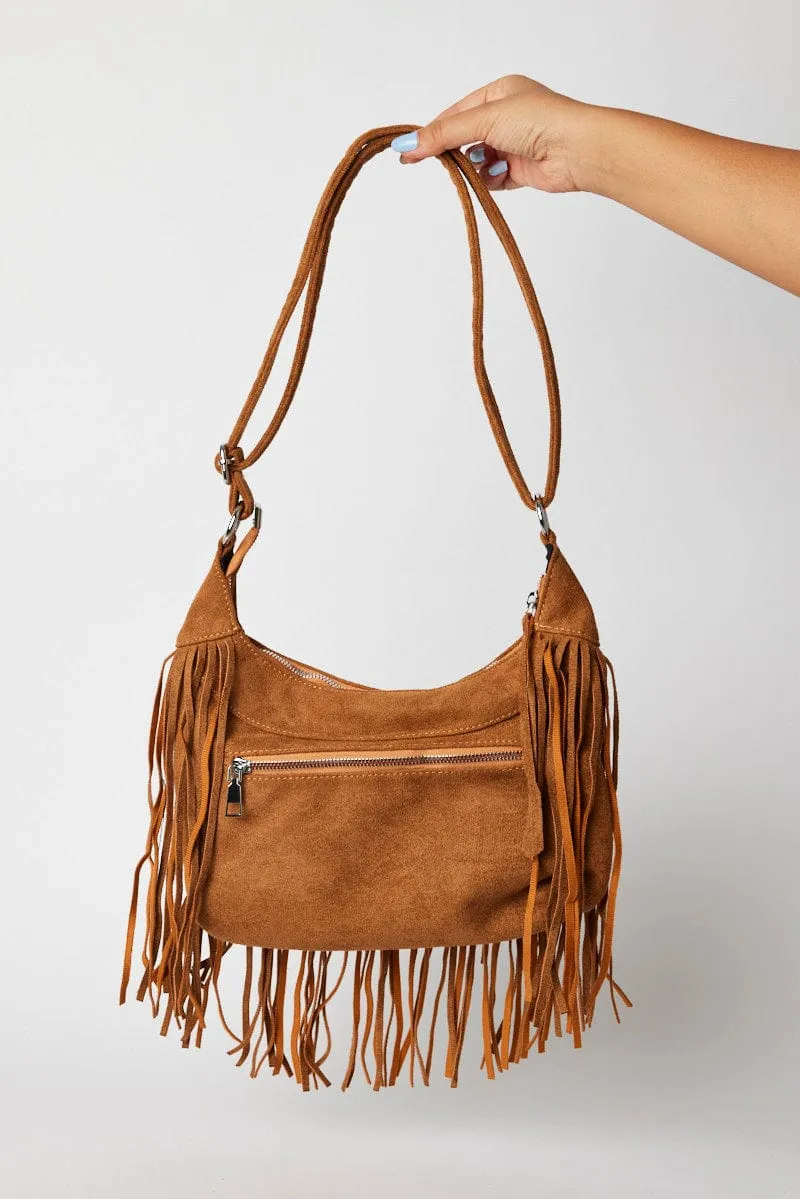 Brown Suede Fringe Crossbody Bag sold by Ally Fashion product image thumbnail 2