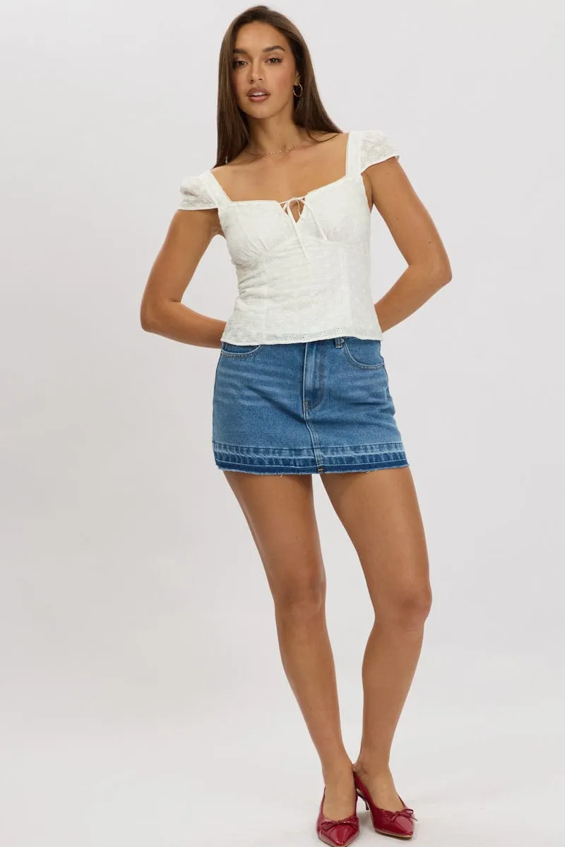 White Eyelet Top Short Sleeve sold by Ally Fashion product image thumbnail 2