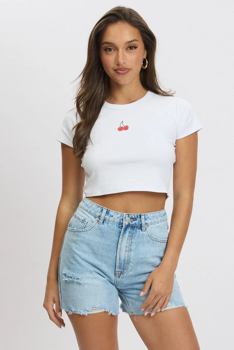 White Graphic Tee Short Sleeve sold by Ally Fashion product image thumbnail 3