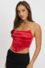 Red Satin Cowl Cami Top sold by Ally Fashion