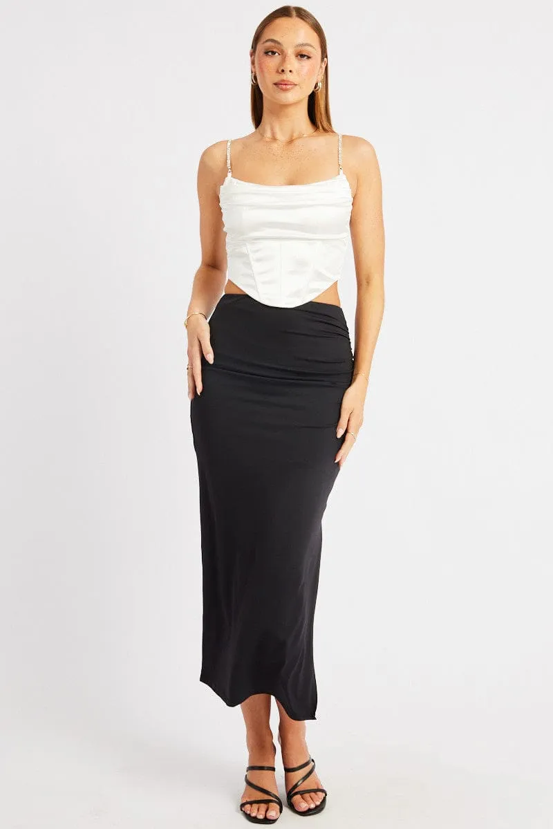 Black Midaxi Skirt High Rise Ruched Lined Supersoft sold by Ally Fashion product image thumbnail 2