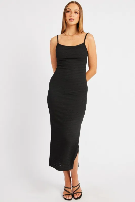 Black Bodycon Dress Singlet Textured Midi sold by Ally Fashion