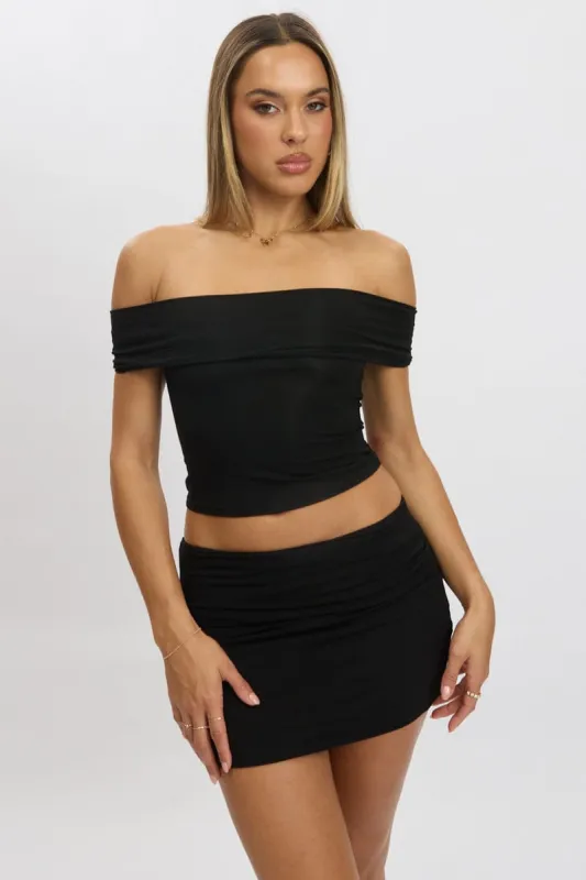 Black Off Shoulder Top Modal sold by Ally Fashion