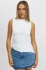 White Sleeveless Top Asymmetric Hem sold by Ally Fashion