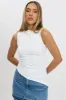 White Sleeveless Top Asymmetric Hem sold by Ally Fashion