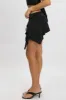 Black Mini Skort Skirt Mid Rise Buckle Detail High Low sold by Ally Fashion