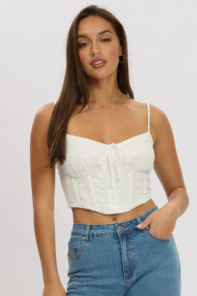White Tie Front Crop Top sold by Ally Fashion product image thumbnail 3