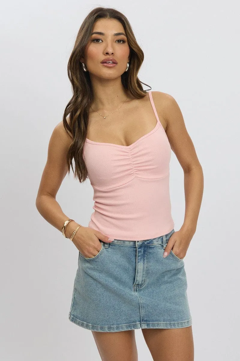 Pink Singlet Top Round Neck sold by Ally Fashion