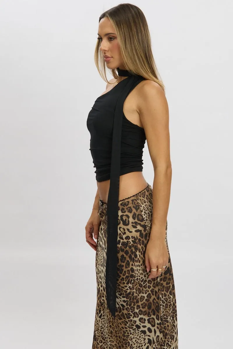 Black One Shoulder Top Sleeveless Mesh sold by Ally Fashion product image thumbnail 4