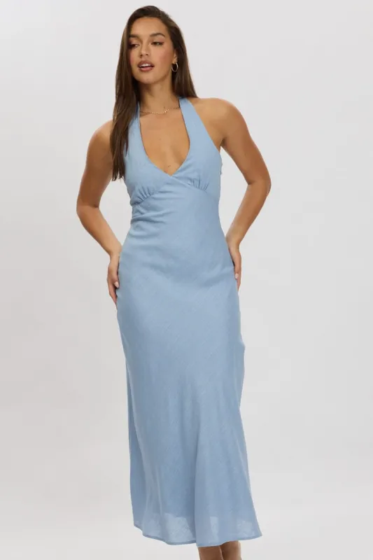 Blue Midi Dress Halter Neck sold by Ally Fashion