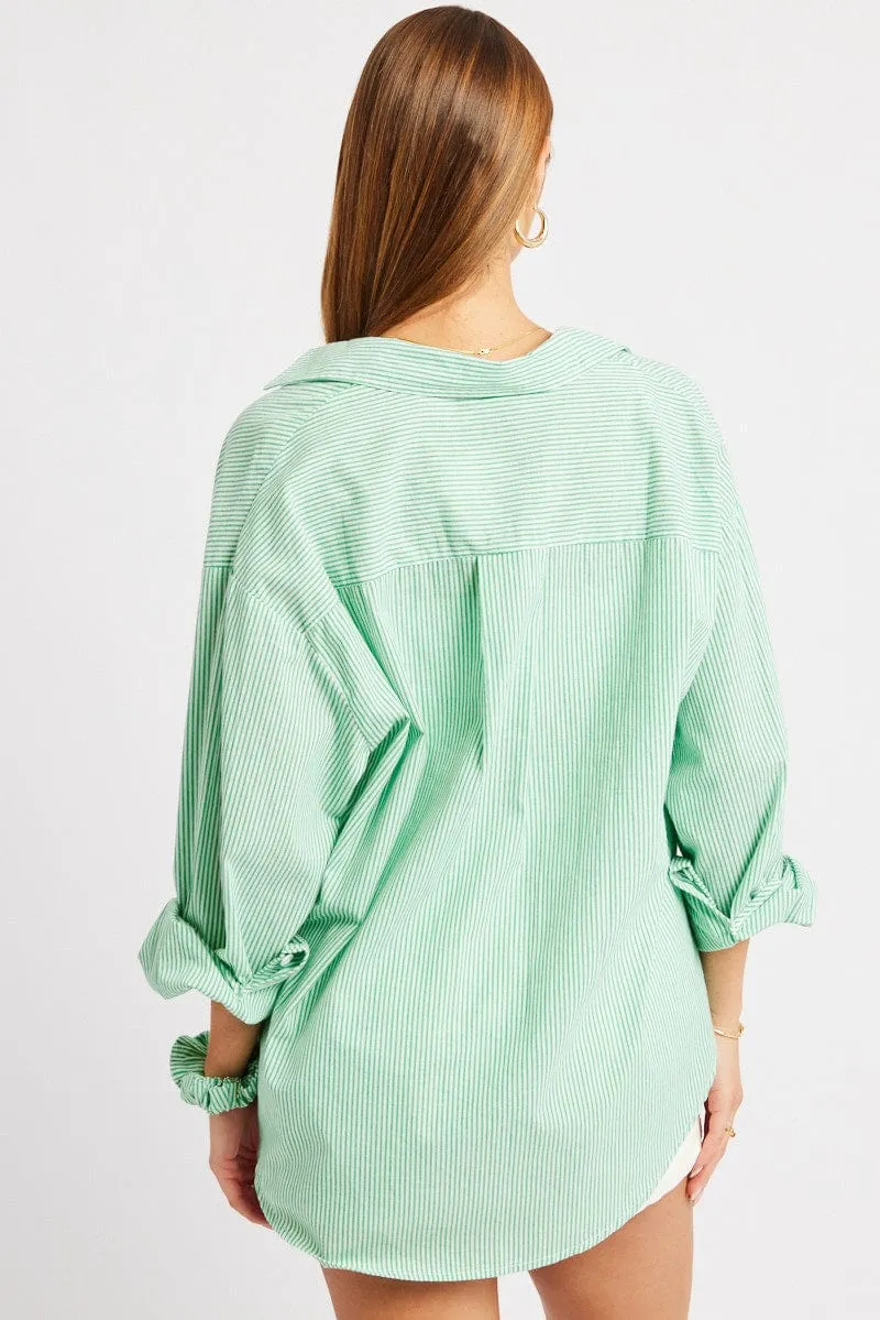 Green Stripe Relaxed Shirt Long Sleeve sold by Ally Fashion product image thumbnail 5