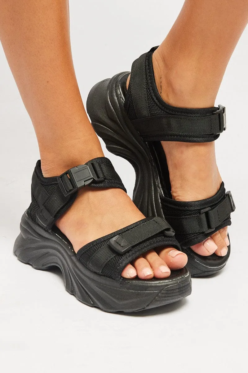 Black Platform Sports Sandals sold by Ally Fashion
