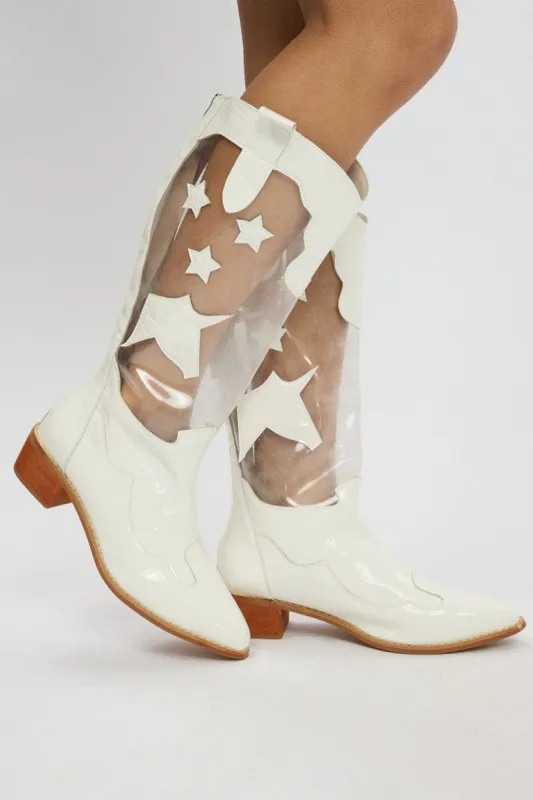 White Star Cowboy Boots sold by Ally Fashion