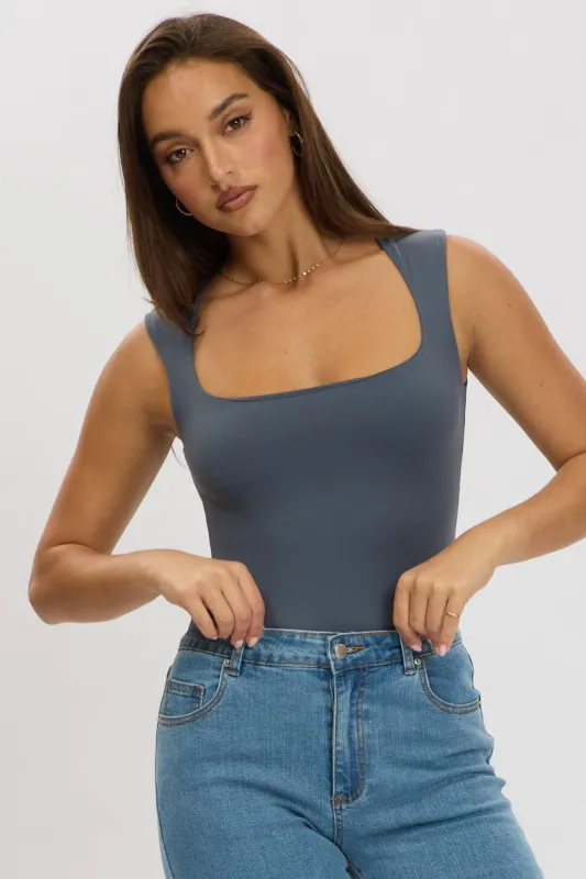 Blue Supersoft Bodysuit Scoop Neck sold by Ally Fashion