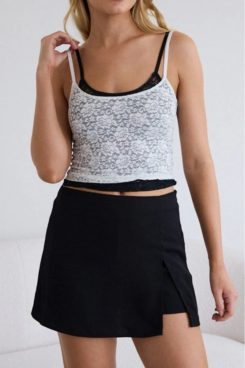 Black Mini Skort Skirt Mid Rise Tailored Lined sold by Ally Fashion product image thumbnail 4