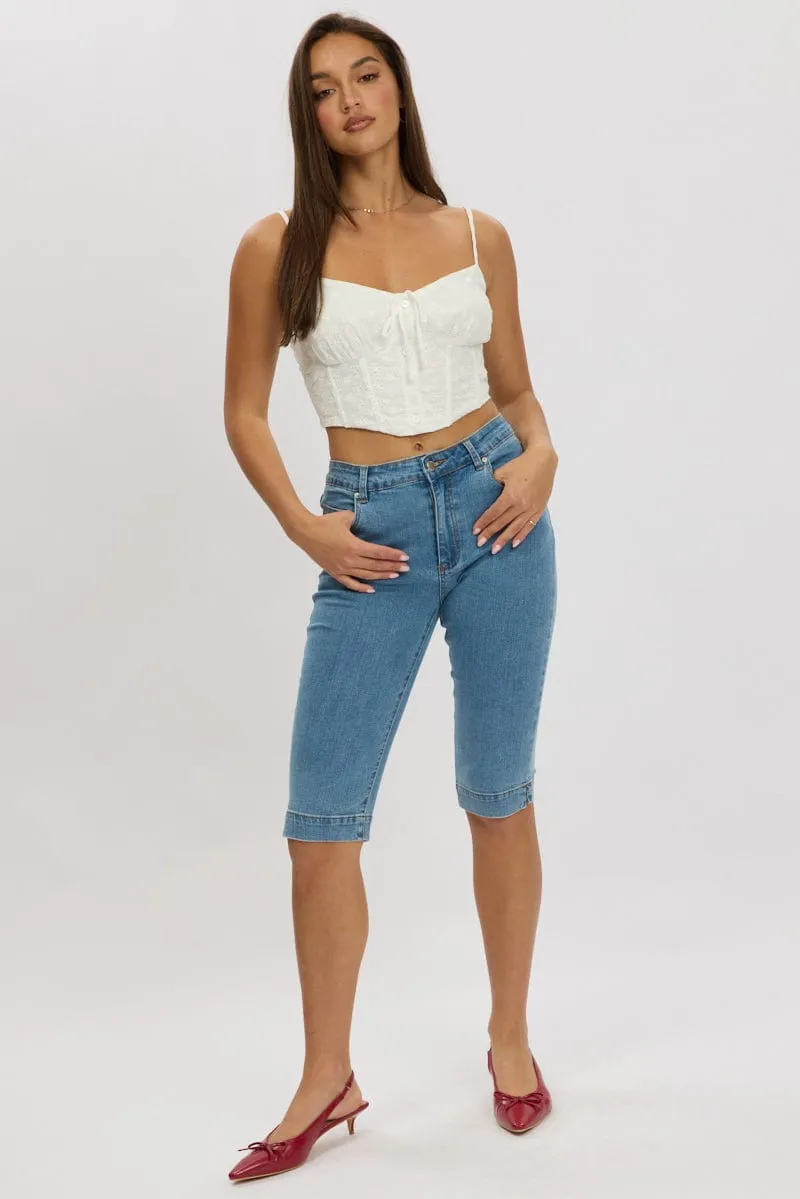 Denim Capri Jeans Mid Rise sold by Ally Fashion product image thumbnail 3