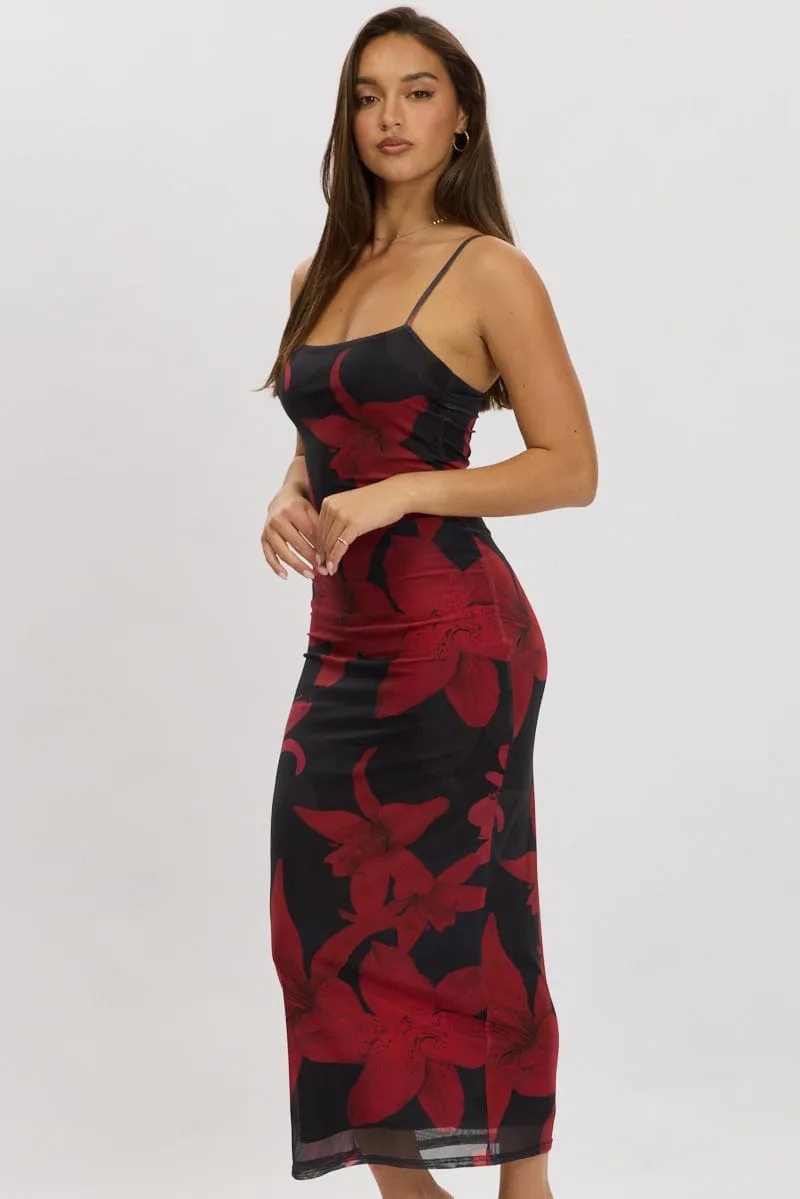 Black Floral Bodycon Dress Maxi Mesh sold by Ally Fashion product image thumbnail 4