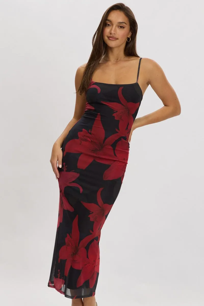 Black Floral Bodycon Dress Maxi Mesh sold by Ally Fashion