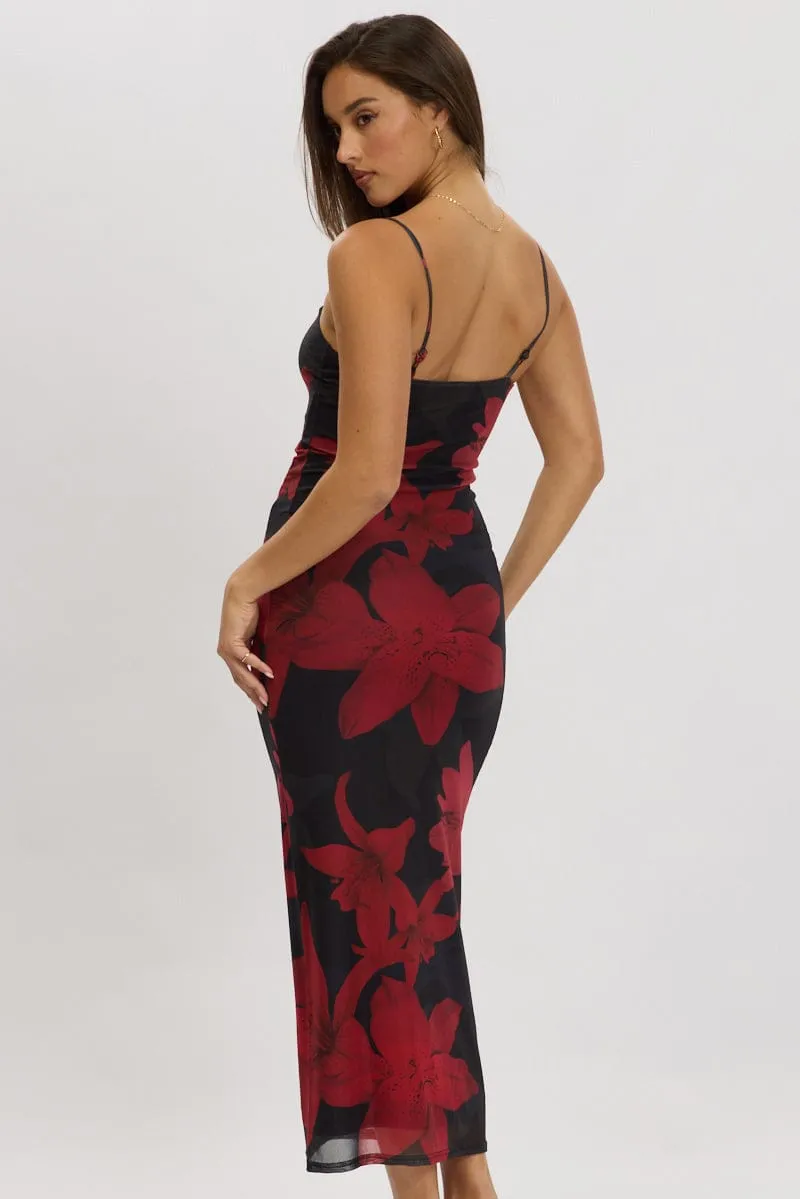 Black Floral Bodycon Dress Maxi Mesh sold by Ally Fashion product image thumbnail 5