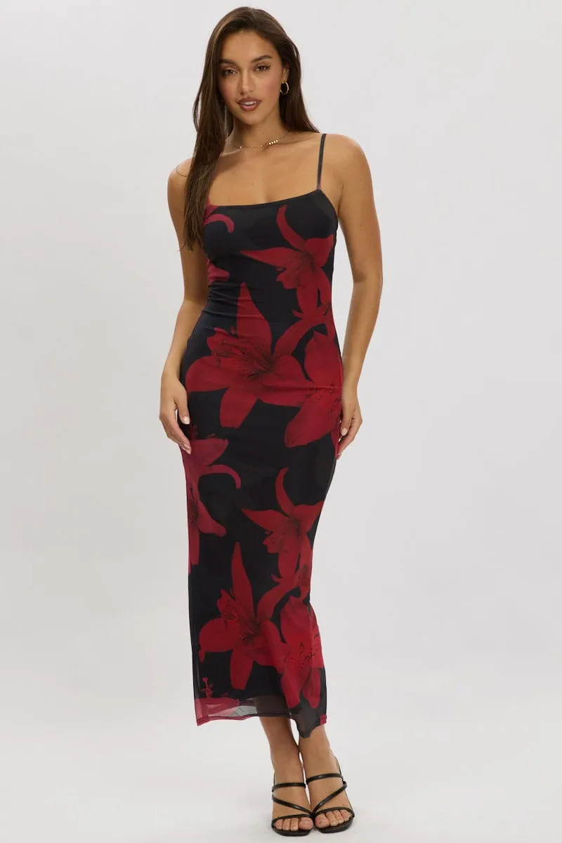 Black Floral Bodycon Dress Maxi Mesh sold by Ally Fashion product image thumbnail 2