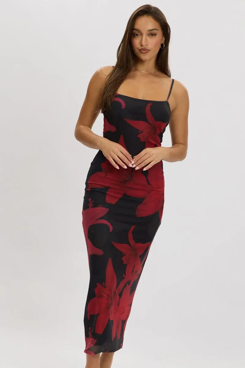 Black Floral Bodycon Dress Maxi Mesh sold by Ally Fashion product image thumbnail 3