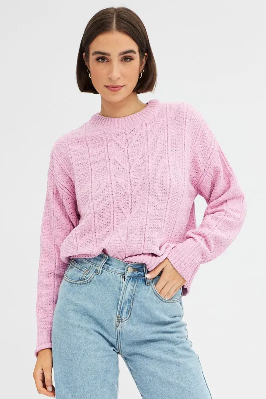 Pink Knit Top Long Sleeve Crop sold by Ally Fashion