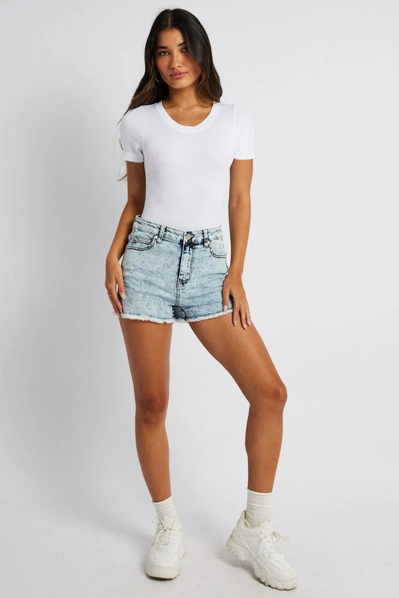 White Bodysuit Short Sleeve Crew Neck Seamless sold by Ally Fashion product image thumbnail 2