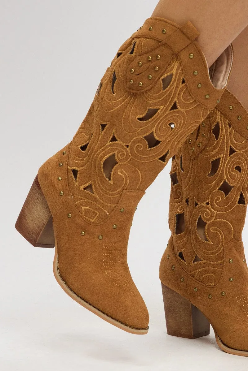 Brown Cut Out Western Boots sold by Ally Fashion product image thumbnail 2