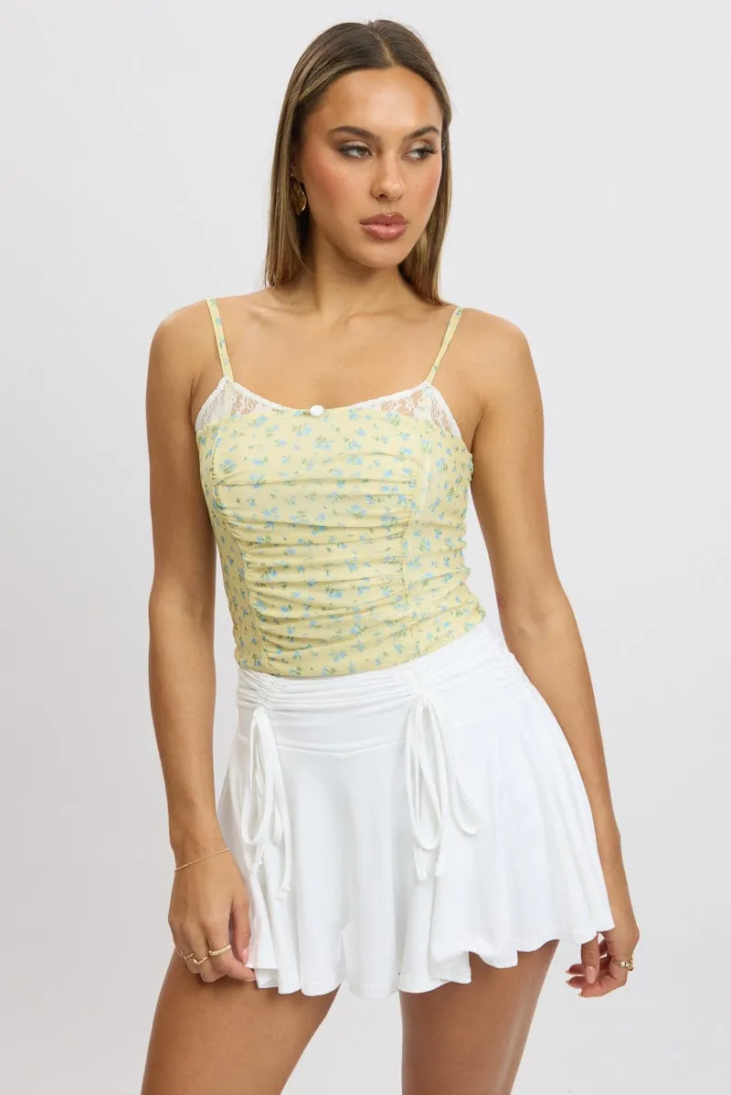 Yellow Ditsy Mesh Singlet Top sold by Ally Fashion product image thumbnail 3