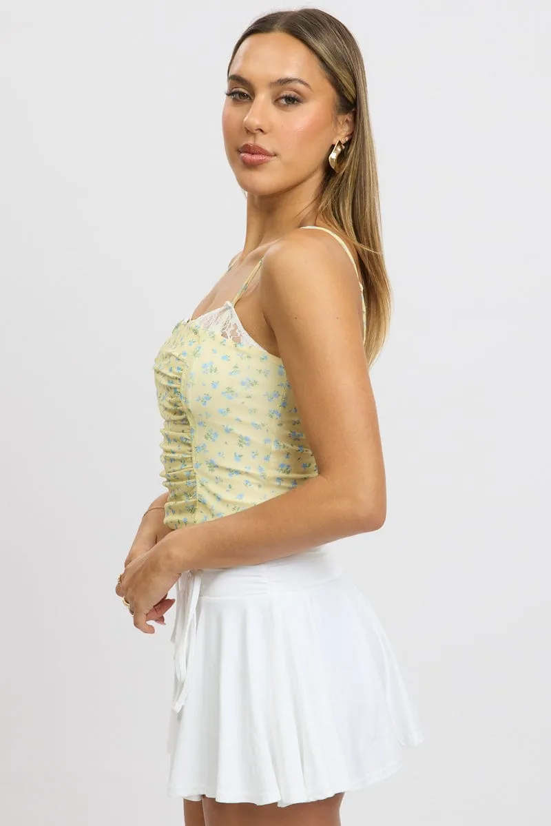 Yellow Ditsy Mesh Singlet Top sold by Ally Fashion product image thumbnail 4