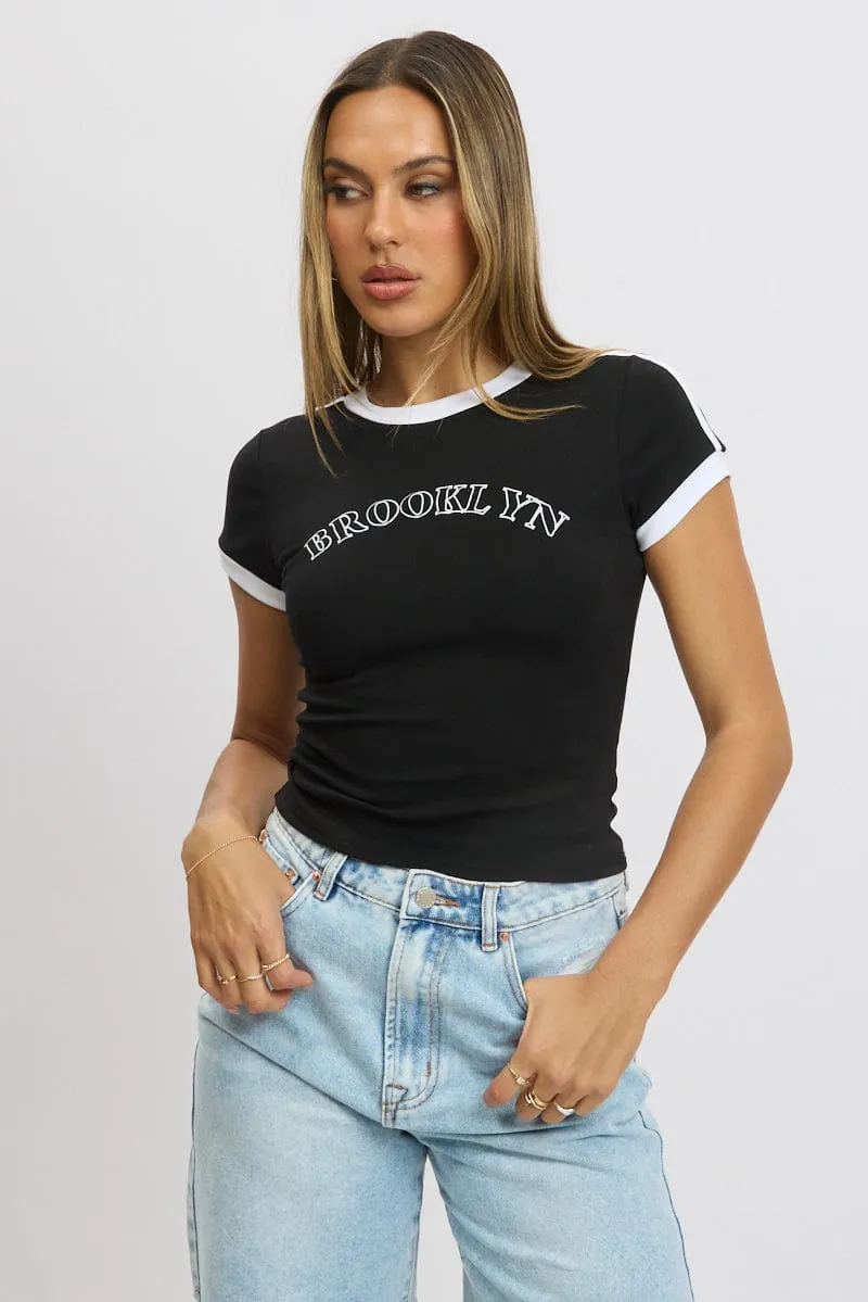 Black Graphic Tee Short Sleeve sold by Ally Fashion product image thumbnail 3