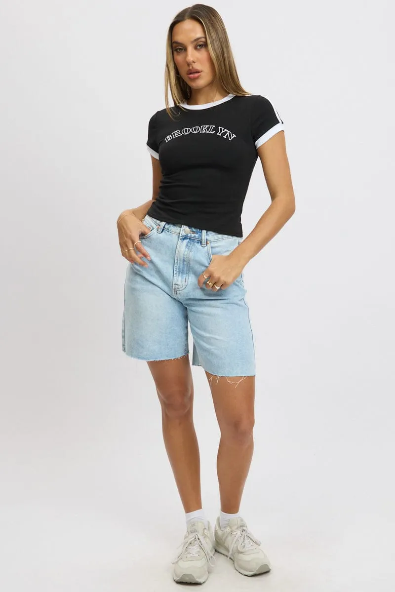 Black Graphic Tee Short Sleeve sold by Ally Fashion product image thumbnail 2
