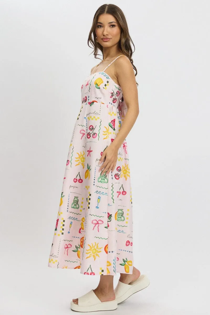 Pink Abstract Maxi Dress Strappy sold by Ally Fashion product image thumbnail 4