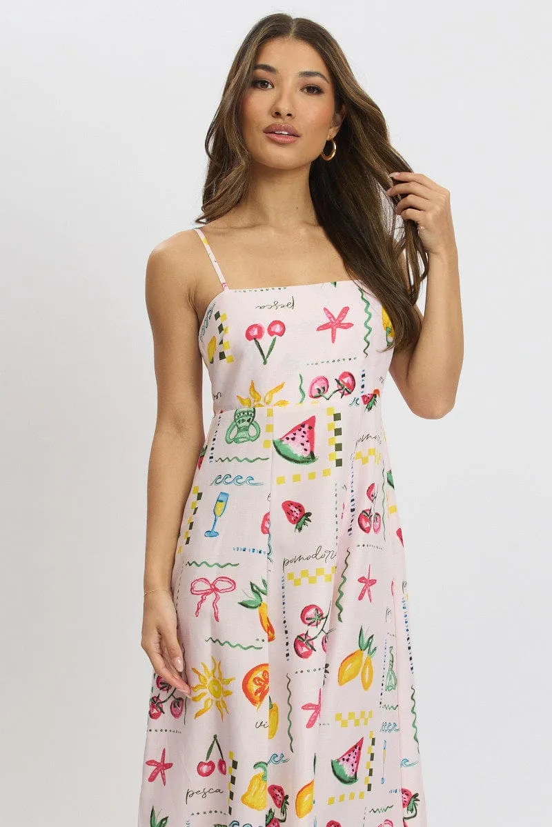 Pink Abstract Maxi Dress Strappy sold by Ally Fashion product image thumbnail 2