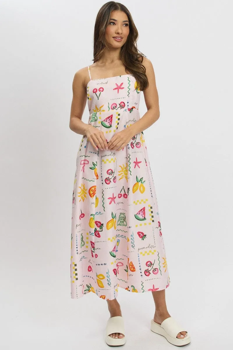 Pink Abstract Maxi Dress Strappy sold by Ally Fashion product image thumbnail 3