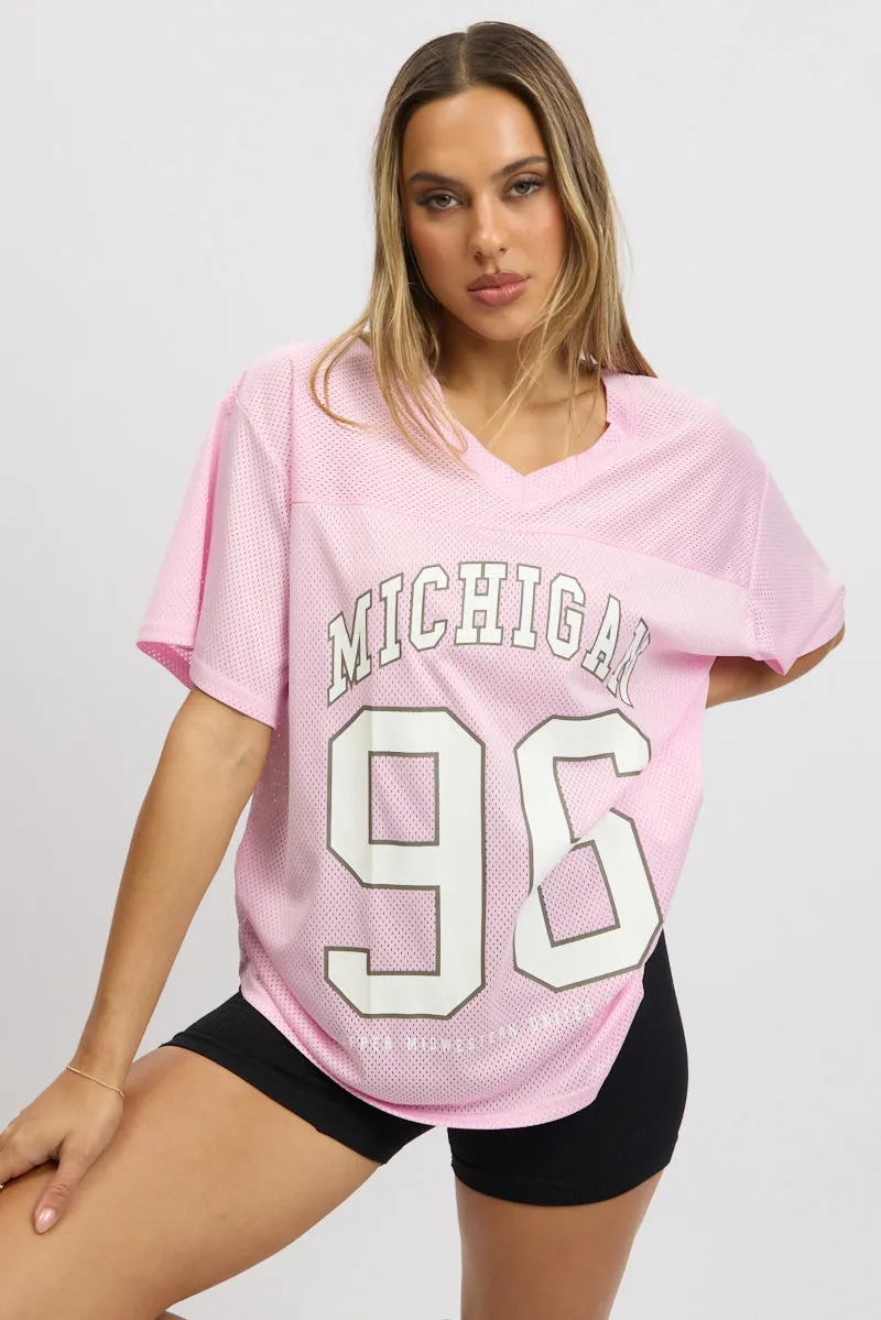 Pink Sports Tee Short Sleeve sold by Ally Fashion product image thumbnail 2
