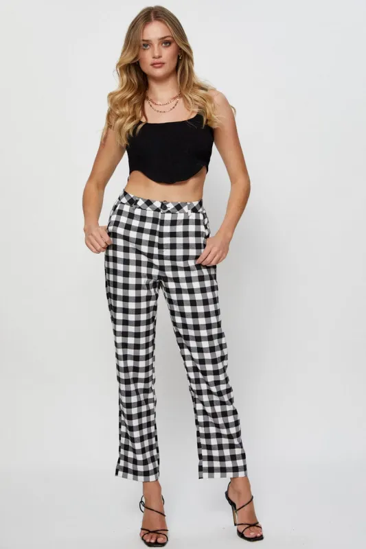 Check Slim Pants High Rise sold by Ally Fashion