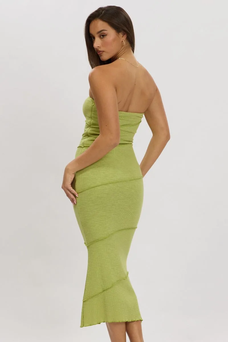 Green Bodycon Dress Midi Strapless sold by Ally Fashion product image thumbnail 5