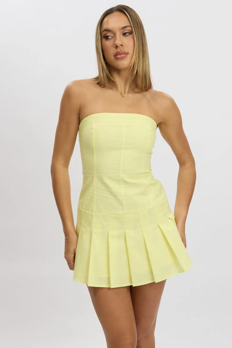 Yellow Strapless Mini Dress sold by Ally Fashion