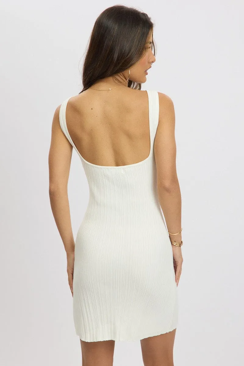 White Knit Dress Sleeveless Mini sold by Ally Fashion product image thumbnail 5