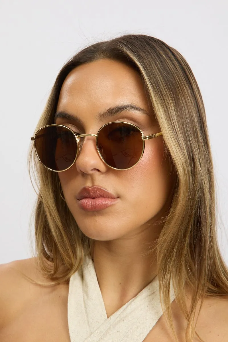 Brown Round Sunglasses sold by Ally Fashion
