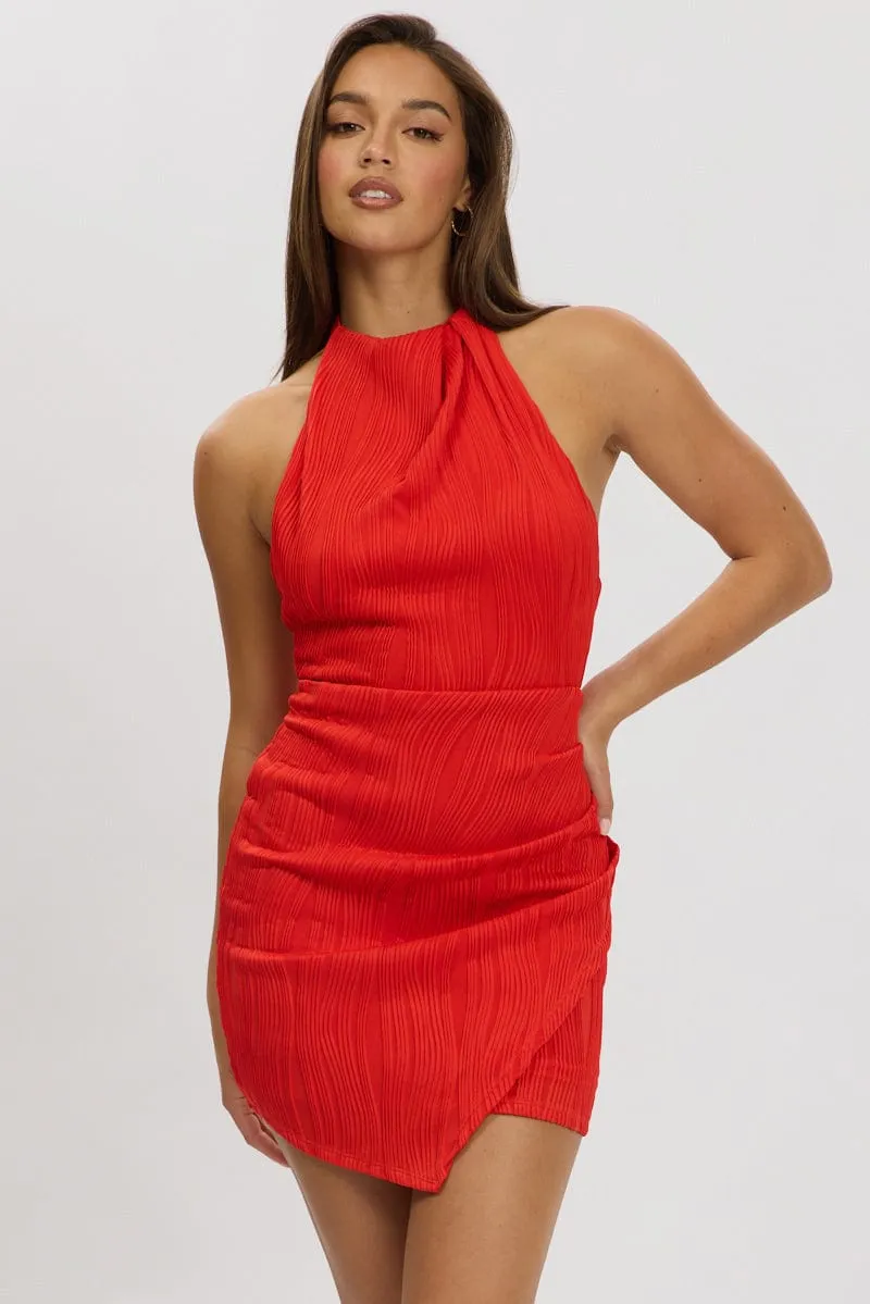 Red Bodycon Dress Textured Mini sold by Ally Fashion product image thumbnail 3