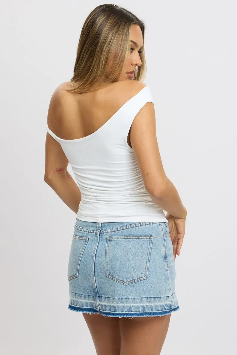 White Graphic Top Twist off Shoulder Supersoft sold by Ally Fashion product image thumbnail 5