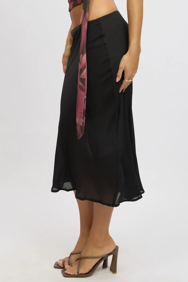 Black Slip Skirt High Rise Midi Picot Trim sold by Ally Fashion product image thumbnail 4